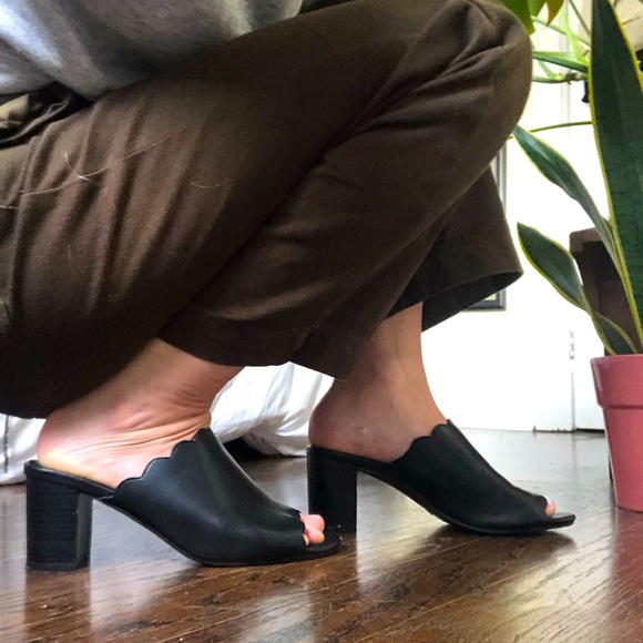 Black Wavy Strapped Mules - Picture 5 of 5